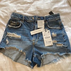 Zara high waist denim shorts